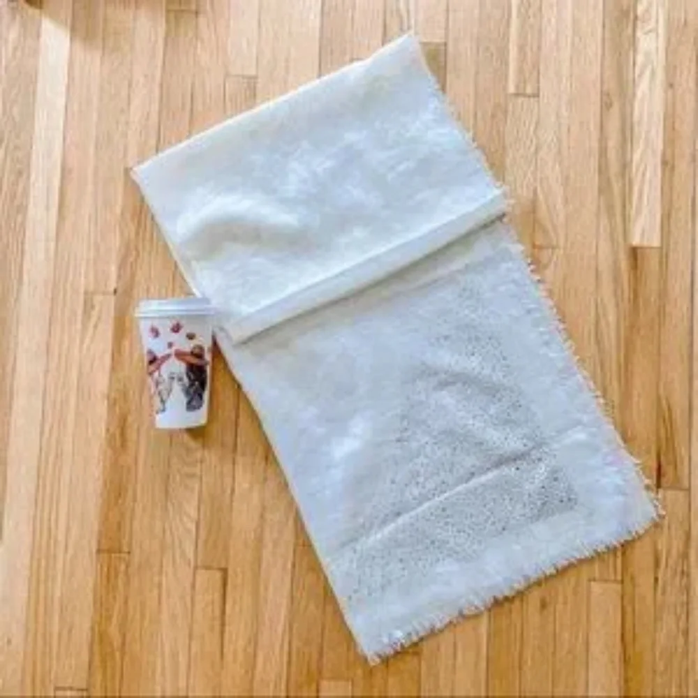Old Navy Ivory‎ Embellished Gauze Raw Hem Scarf Lightweight One Size